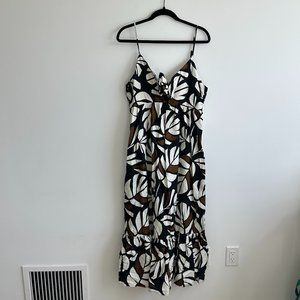 NWT Target x Tabitha Brown Palm Leaf Printed Midi Dress with Bow Detail Sz L